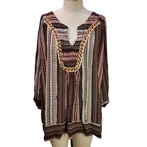 Embroidered Boho Hippie Multicolor Blouse‎ Size 1X
